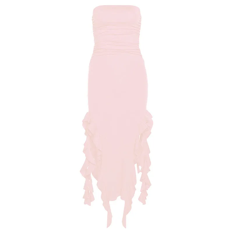 One-Shoulder Tube Top Hip-Wrapped Slim Dress