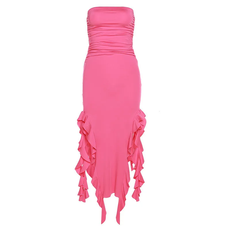 One-Shoulder Tube Top Hip-Wrapped Slim Dress