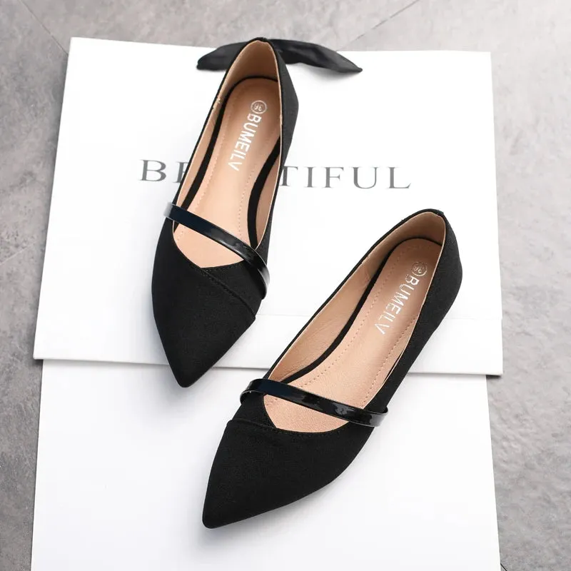 Pointed Toe extra strap Flat Shoes