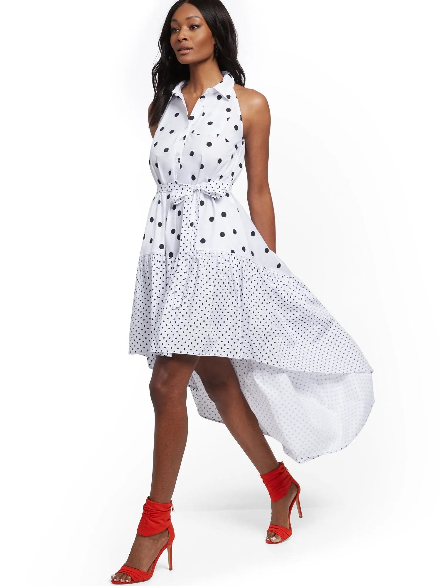 Poplin Halter Hi-Lo Shirtdress