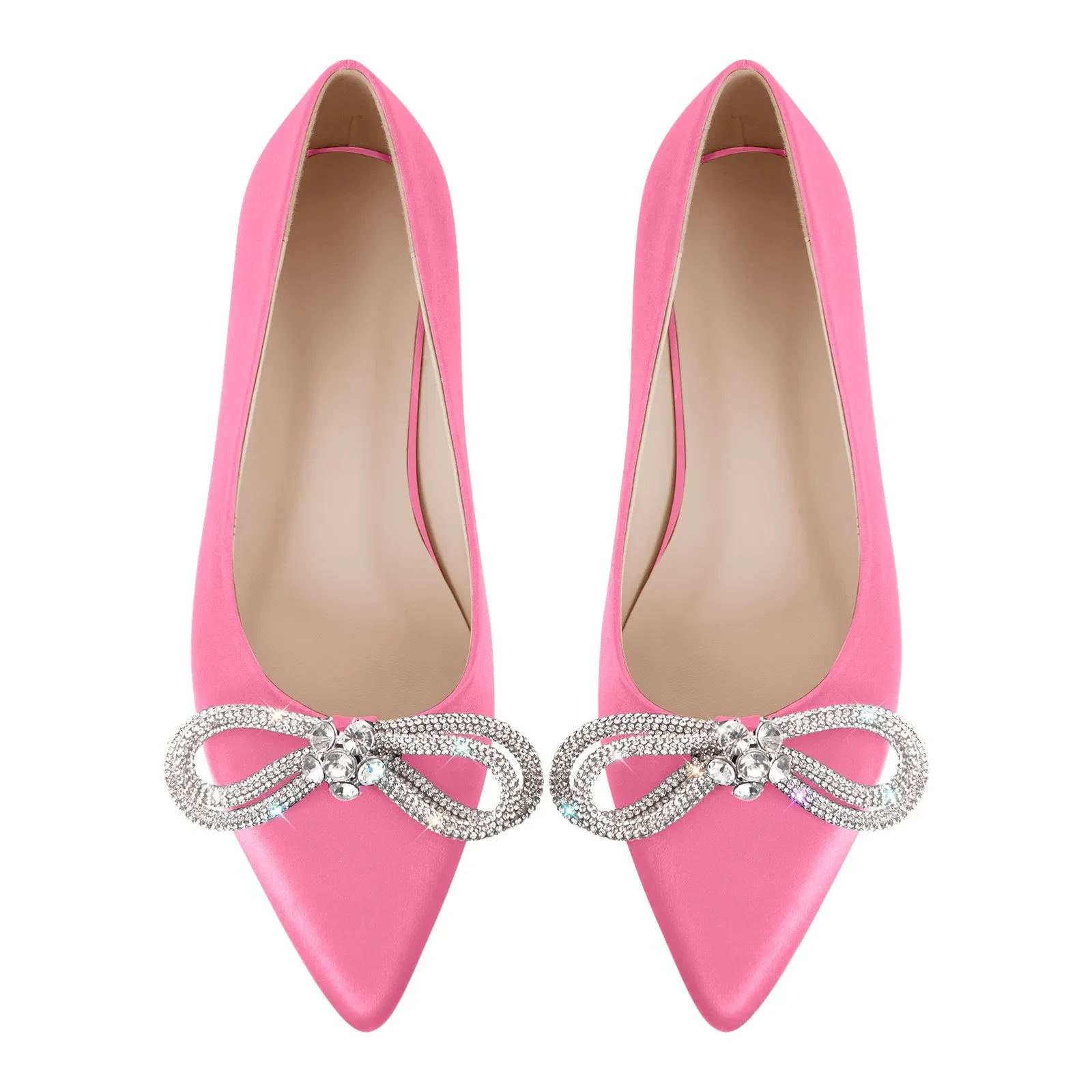 Rhinestones Bow Pointed Toe Flats