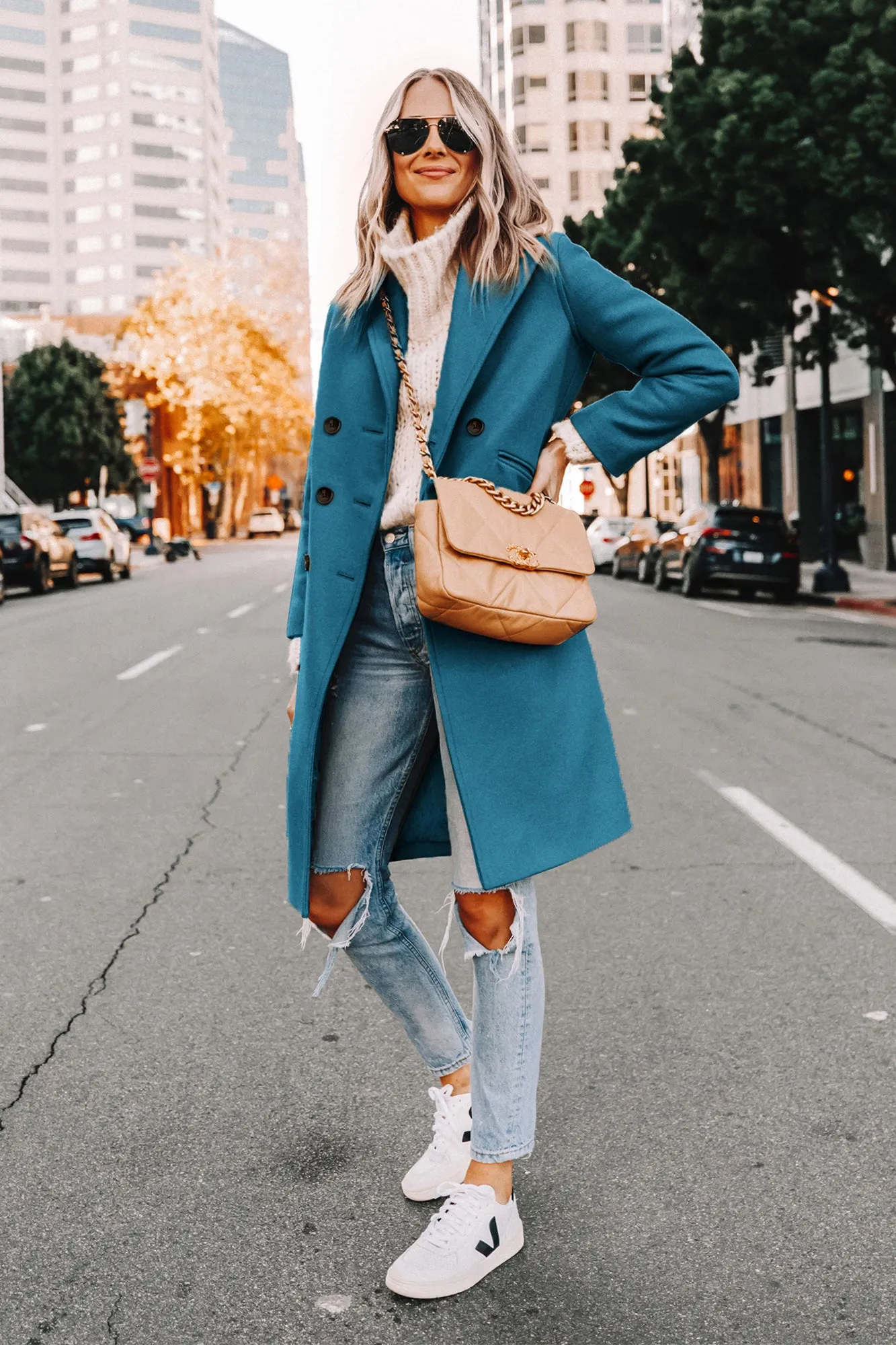 Trench Coats for Women 2023 Winter Faux Wool Notch Lapel Double-Breasted Long Peacoat with Slit Pockets
