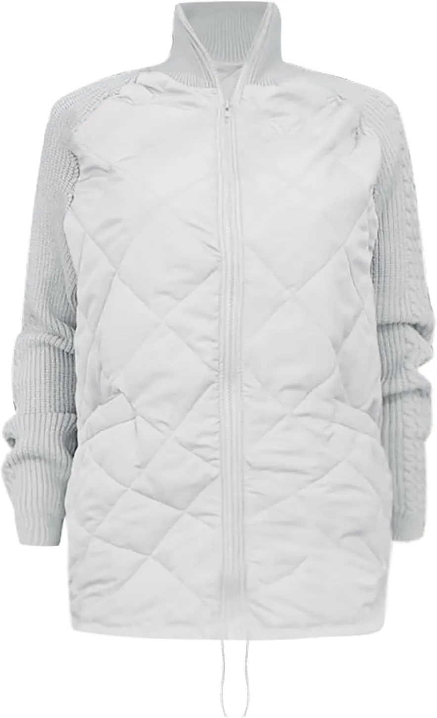 Winter Coats for Women Patchwork Plaid Quitled Jacket Casual Long Sleeve Zipper Puffer Coat 2024 Thicken Warm Outwear