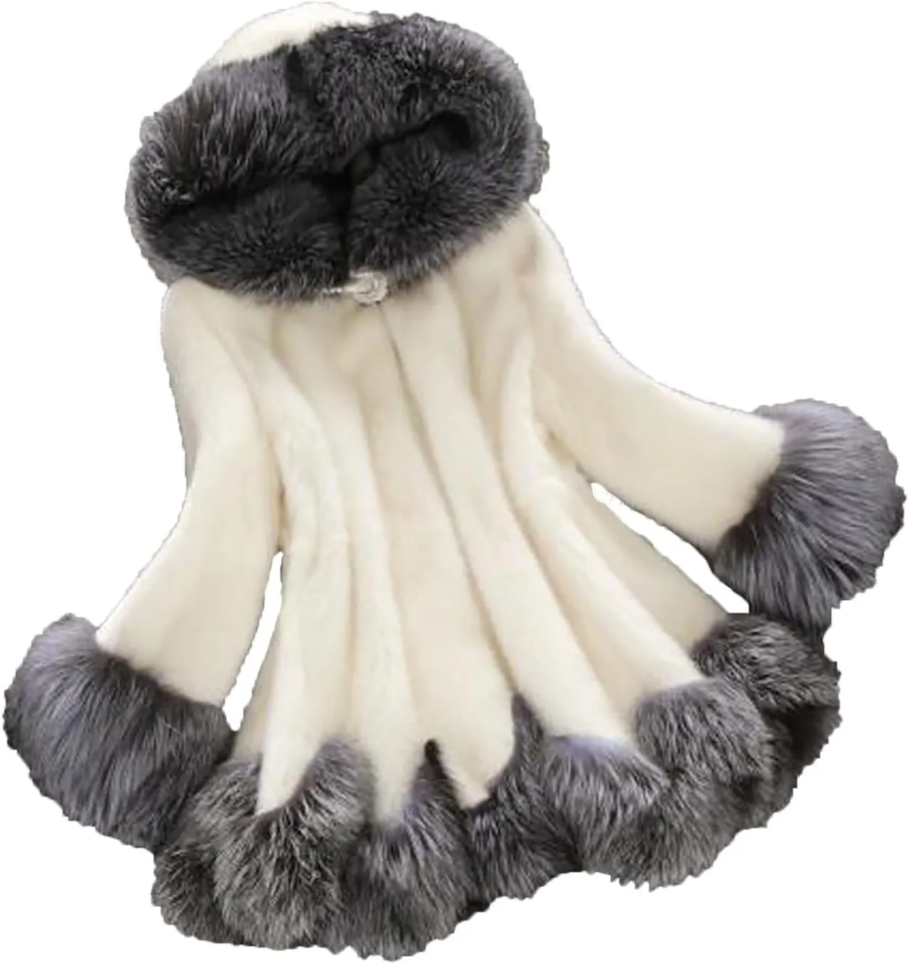 Women's Faux Fur Coat 2024 Winter Fashion Fuzzy Fluffy Long Sleeve Jacket Plus Size Thickened Warm Hoodies Outerwear