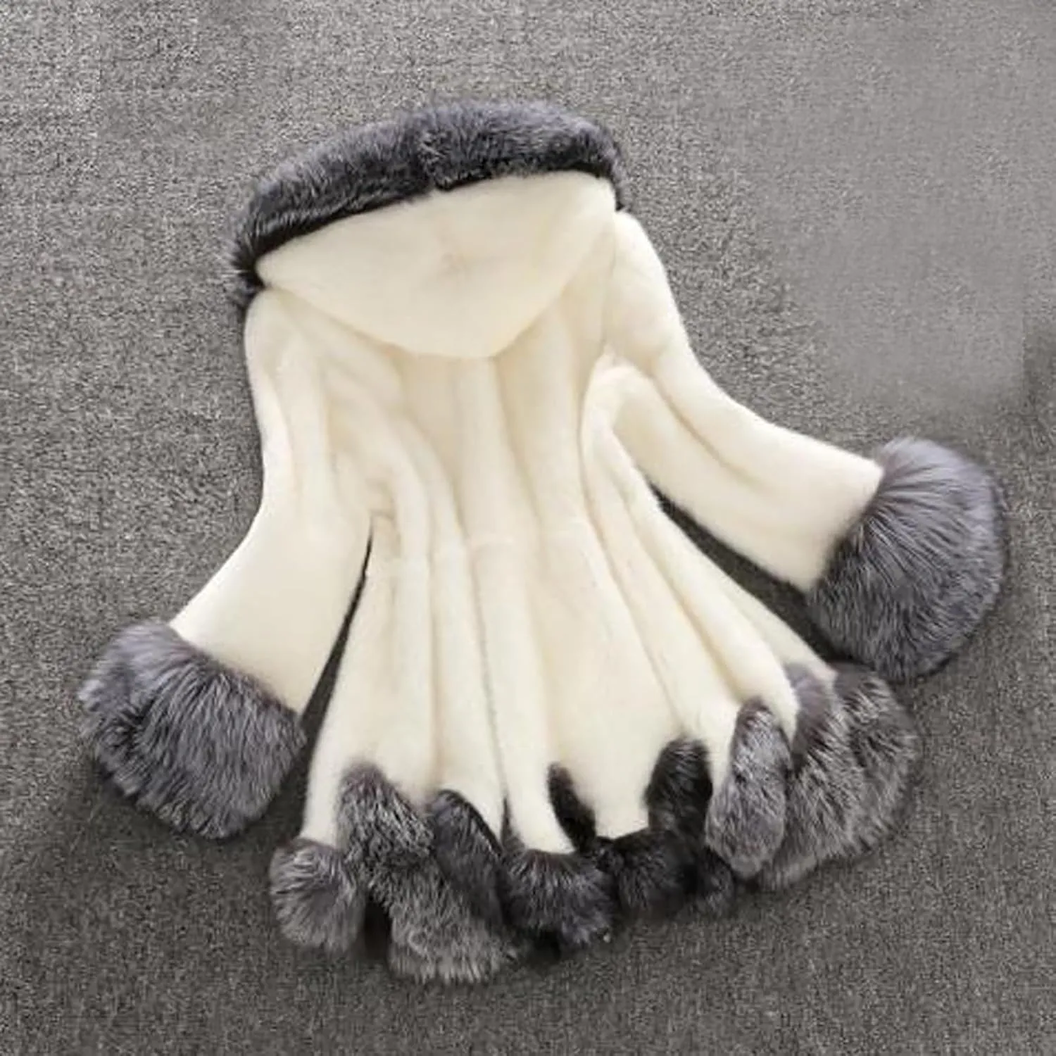 Women's Faux Fur Coat 2024 Winter Fashion Fuzzy Fluffy Long Sleeve Jacket Plus Size Thickened Warm Hoodies Outerwear