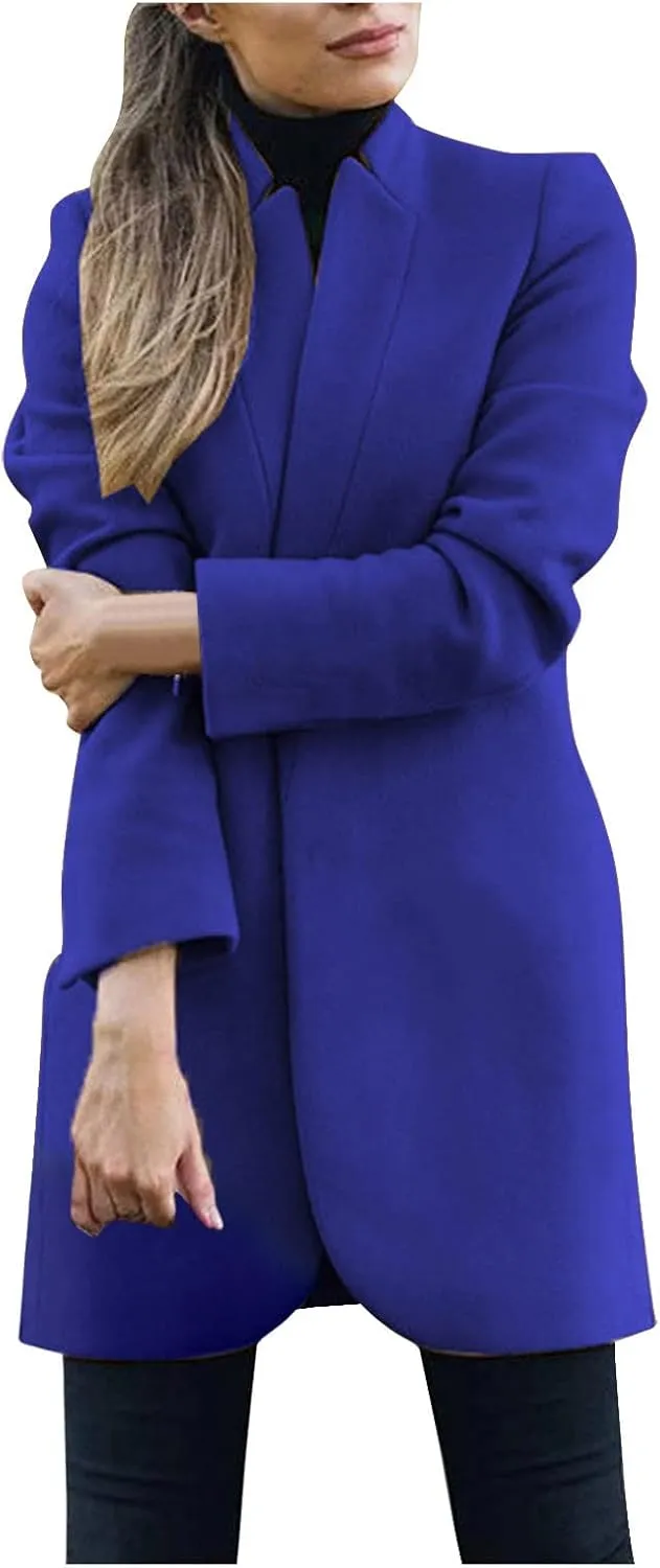 Womens Wool Coats Button Up Pea Coats Tweed Coat Plus Size Cute Cardigan Fall Winter Long Sleeve Jacket Warm Outfits